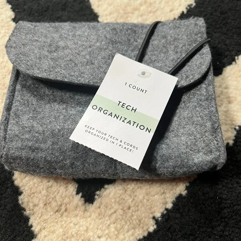 Target Canvas Zippered Pencil Case Gray Organizer Pouch Mesh Pocket School NWT